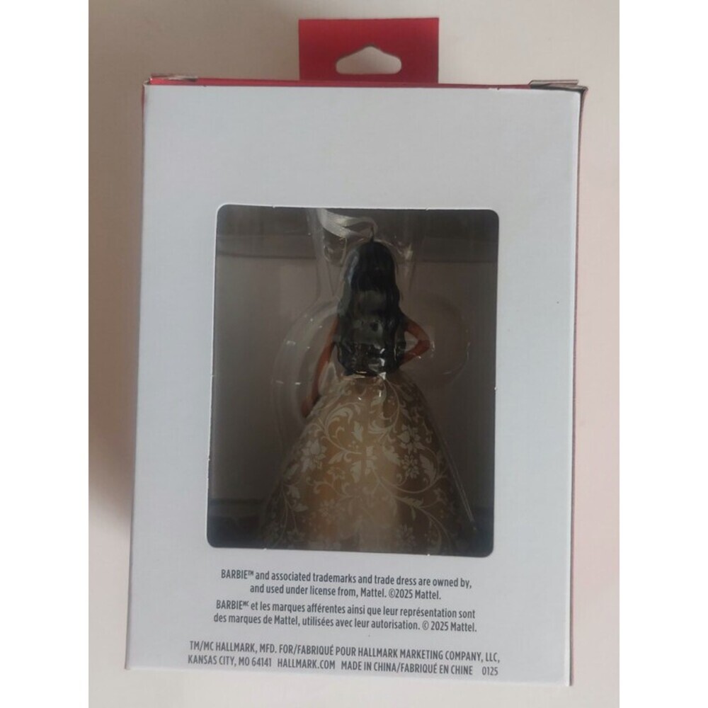 Hallmark Mattel Holiday Dark Skin Barbie 2025 Christmas Tree Ornament Decoration - Picture 3 of 3